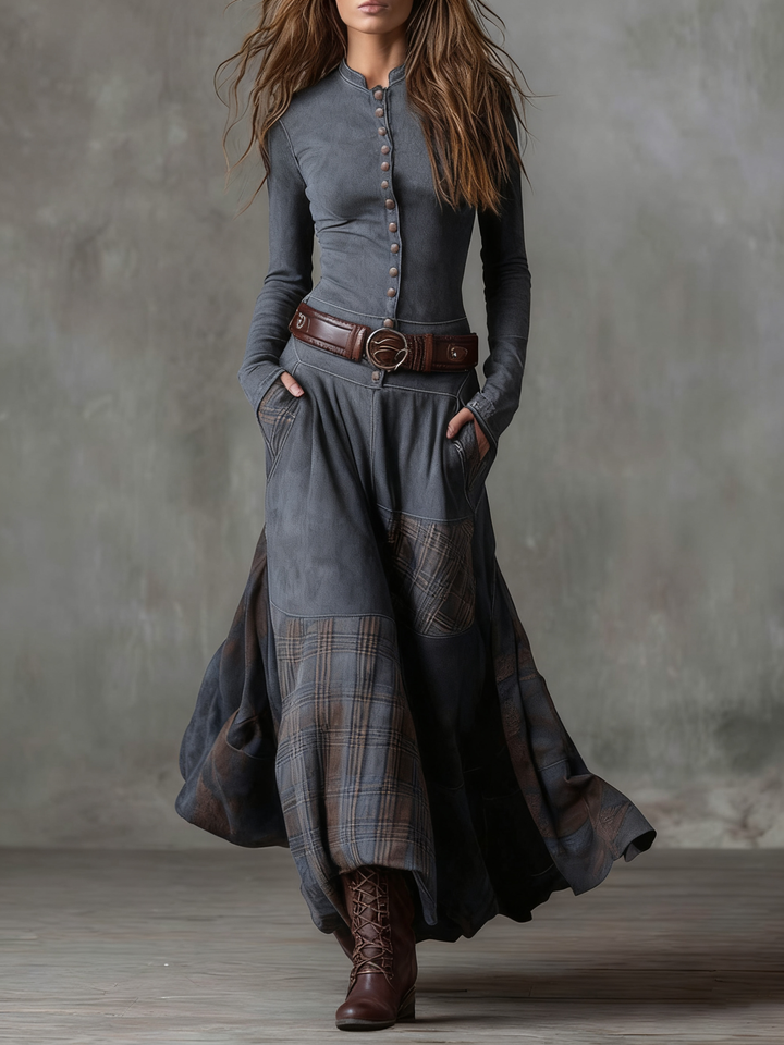 Izabella™ Suede Maxi Dress with Complimentary Belt