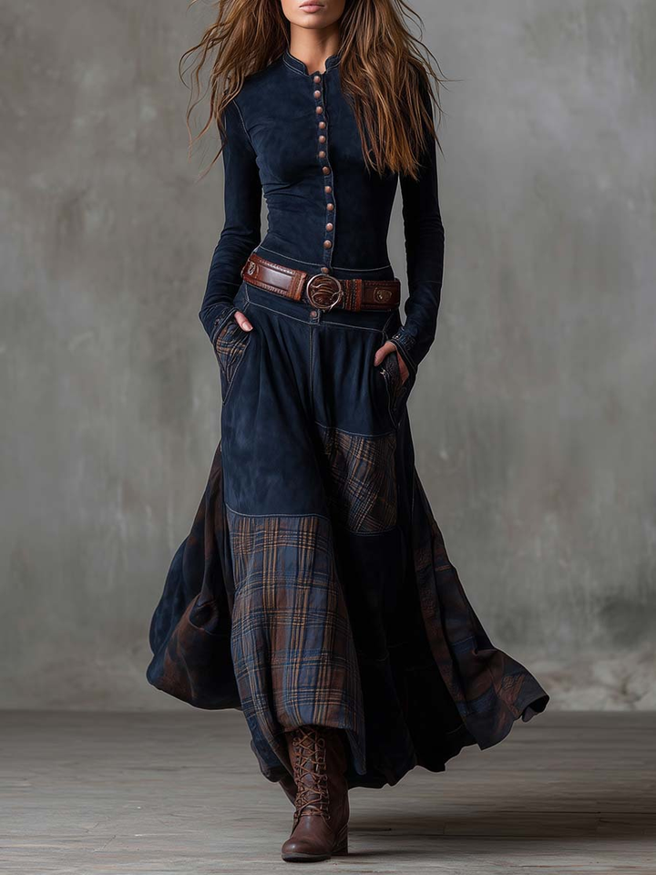Izabella™ Suede Maxi Dress with Complimentary Belt