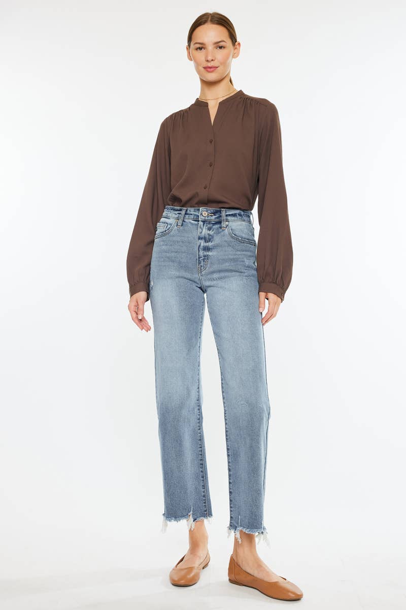 HIGH RISE SLIM WIDE LEG JEANS