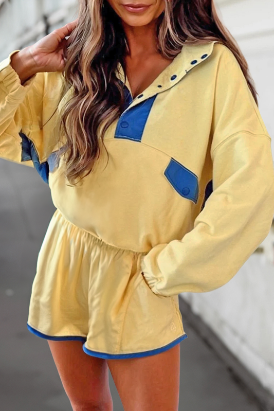 Colorblock Two-Tone Top & Shorts 2 Pcs Set | S-XL