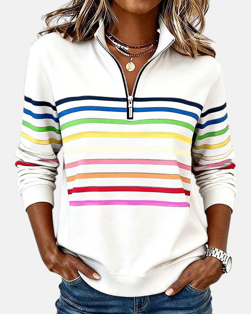 Vienna | Vibrant Striped Zip-Up Hoodie