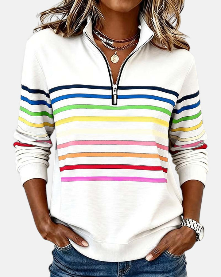 Vienna | Vibrant Striped Zip-Up Hoodie