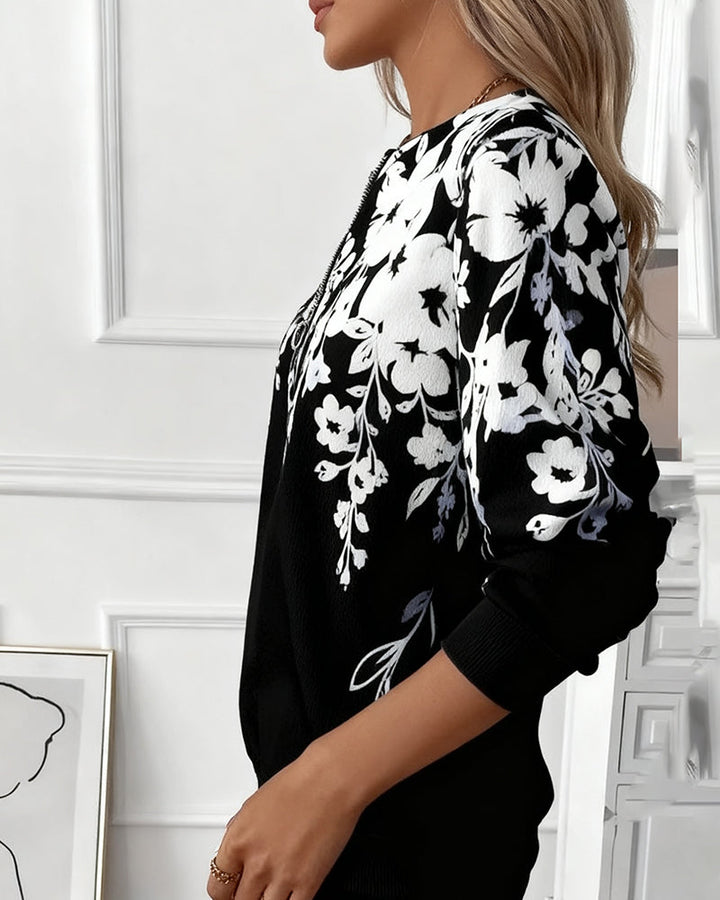 Printed Half-Zip Collar Sweatshirt