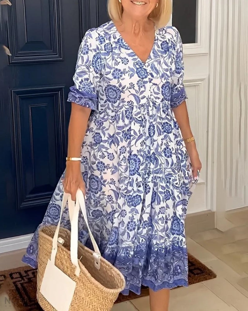 Azariah - Chic V-Neck Floral Dress