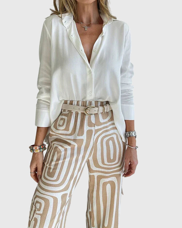 Emilia™ | Chic Pants with Complimentary Blouse & Belt