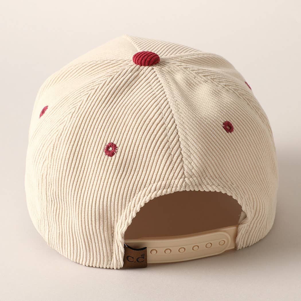 Plain Two Tone Corduroy 5 Panel Baseball Cap