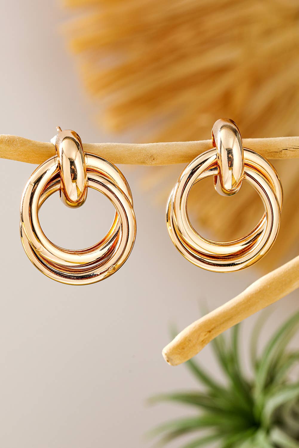Circles Plated Alloy Stud Earrings