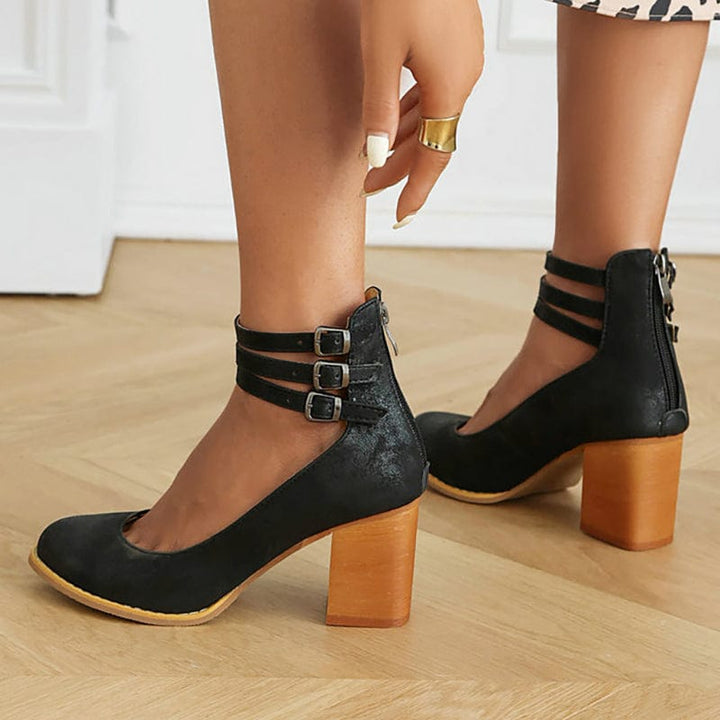 Ariana | Triple Strap Buckle Heels