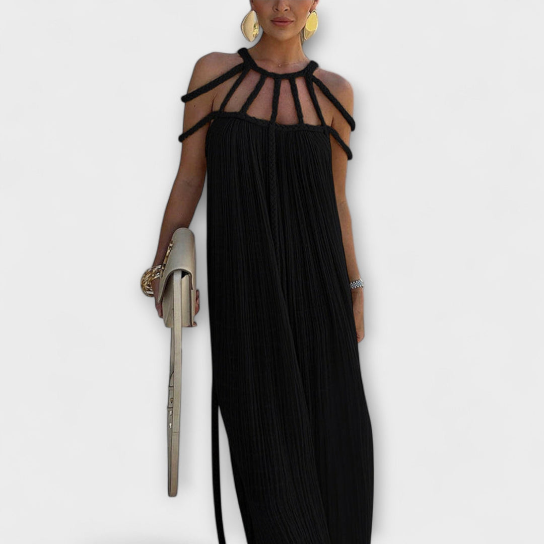Briar - Elegant Maxi Dress in Linen Blend with Draped Straps