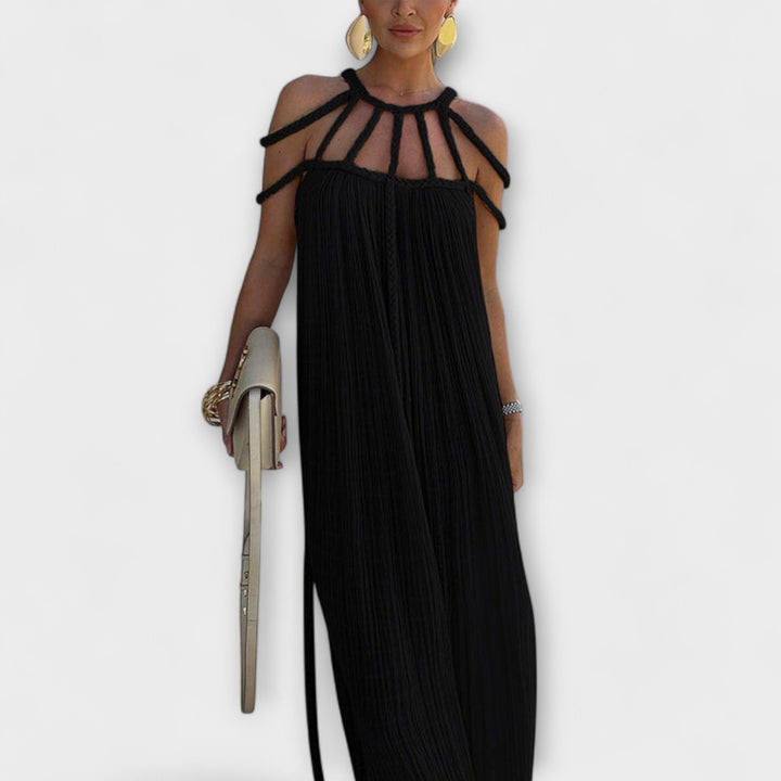 Briar - Elegant Maxi Dress in Linen Blend with Draped Straps