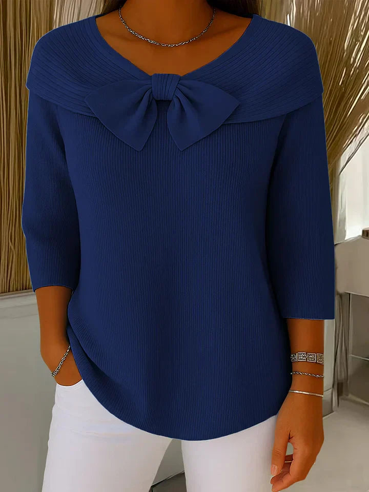 Serenna – Women's Round Neck Sweater with Bow Detail