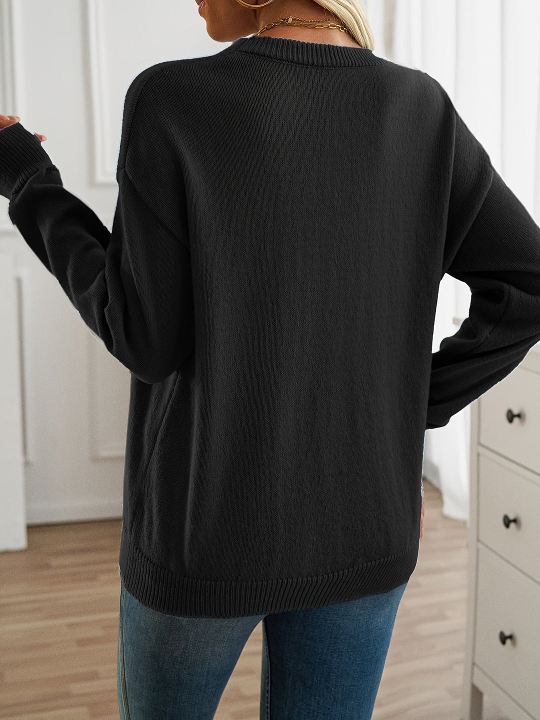 Elisabeth - Knit Sweater with Long Sleeves and Crewneck