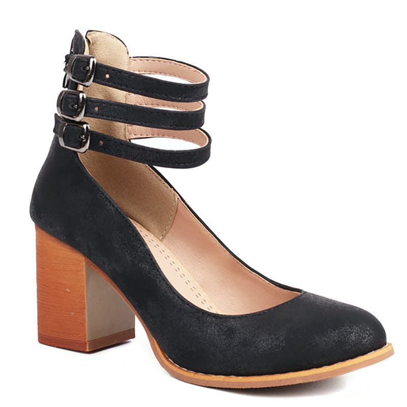 Ariana | Triple Strap Buckle Heels