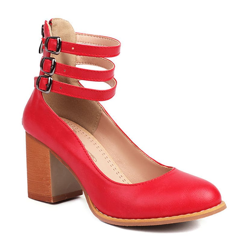 Ariana | Triple Strap Buckle Heels