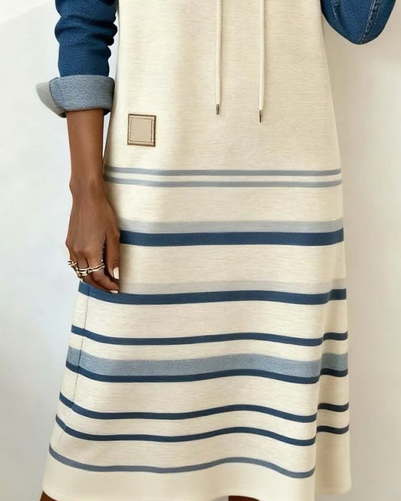 Colorful Striped Hooded Dress