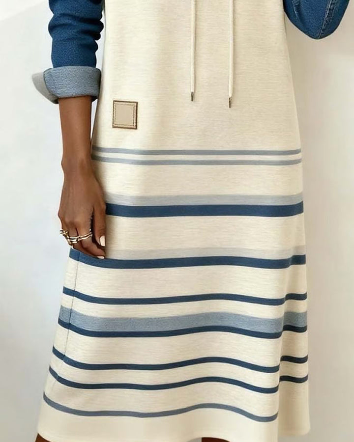 Colorful Striped Hooded Dress