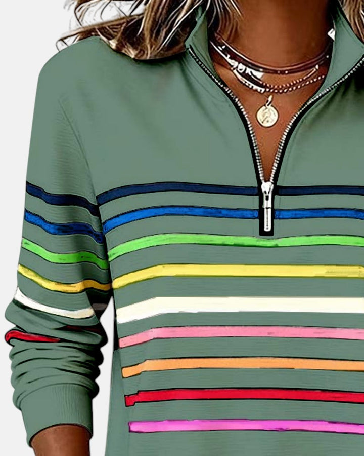 Vienna | Vibrant Striped Zip-Up Hoodie