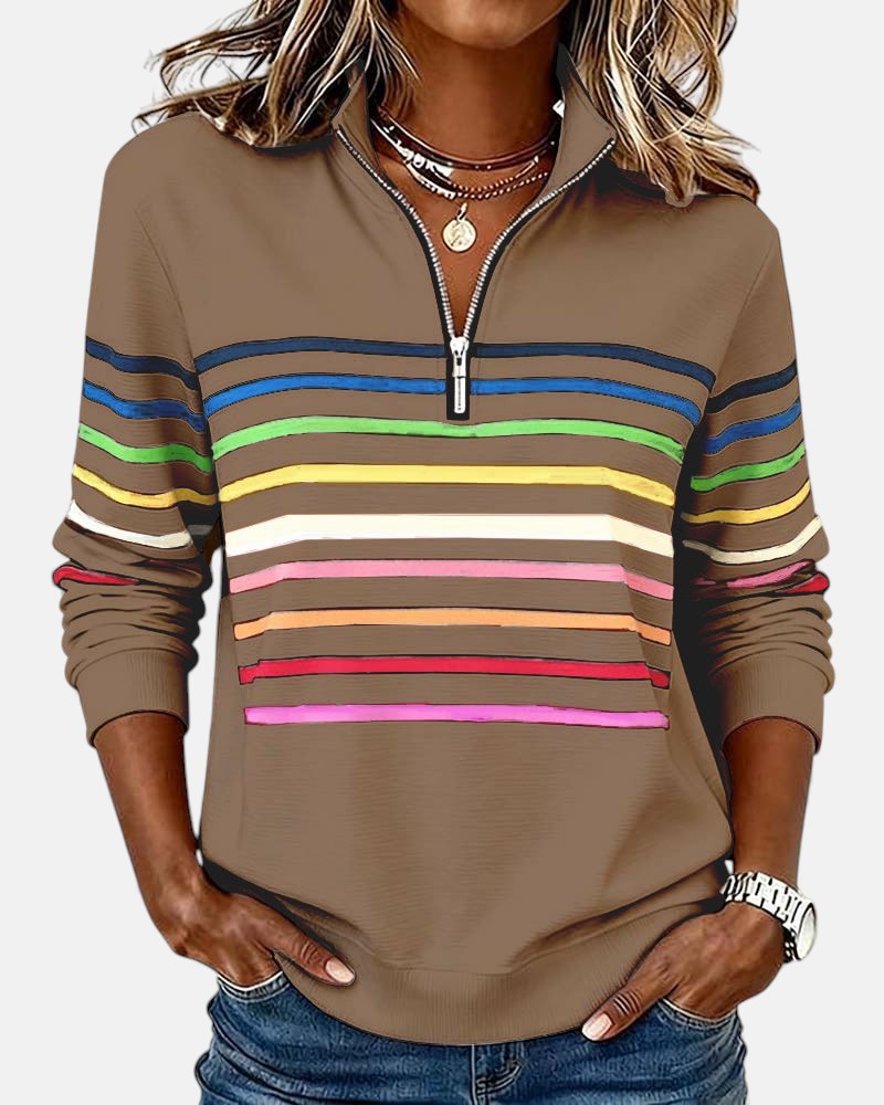 Vienna | Vibrant Striped Zip-Up Hoodie