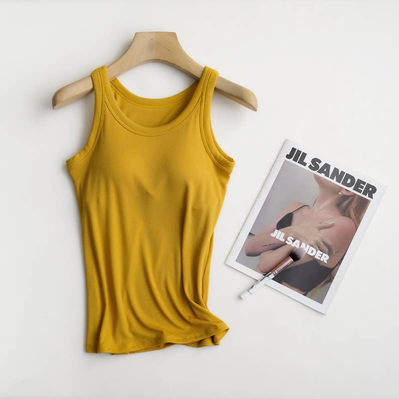 Essential Basic Rib Soft tank top w built in bra