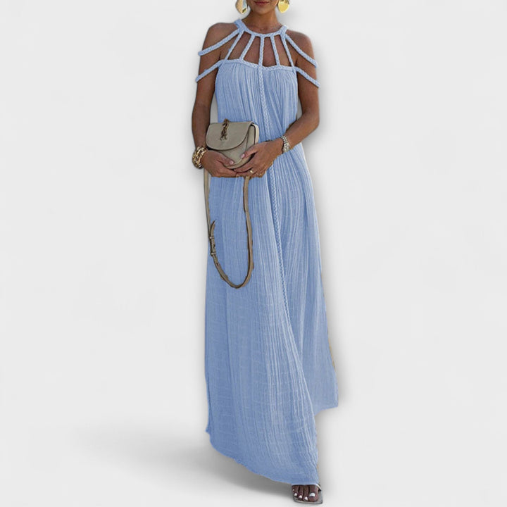 Briar - Elegant Maxi Dress in Linen Blend with Draped Straps