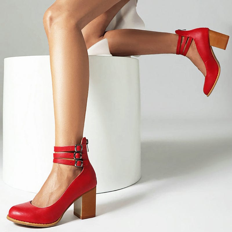 Ariana | Triple Buckle High Heels