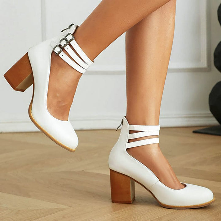 Ariana | Triple Strap Buckle Heels