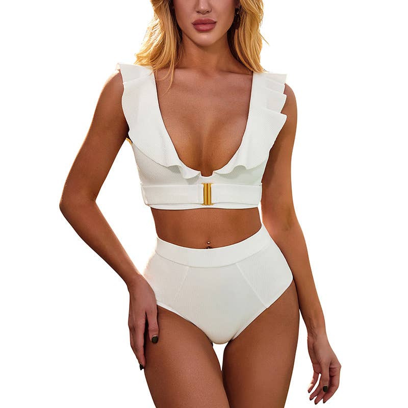 2 Piece Solid Color Swimsuit