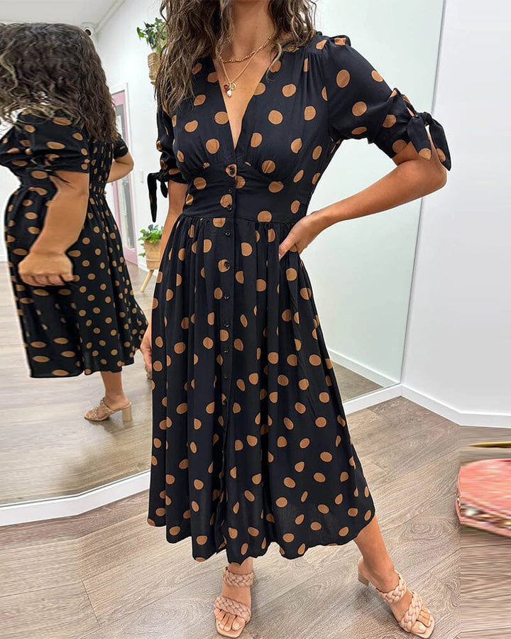 Bellamy - V-Neck Dress with Polka Dot Print