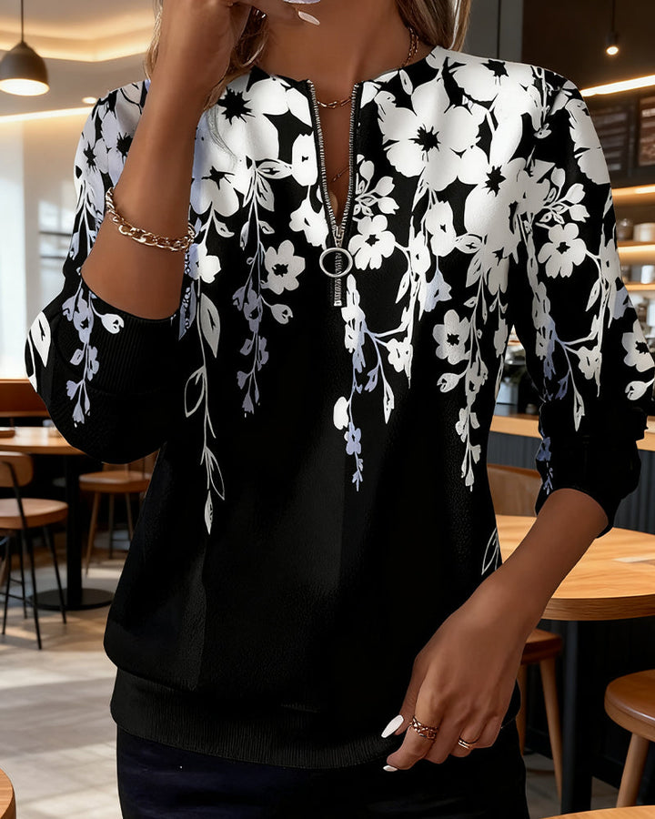Printed Half-Zip Collar Sweatshirt