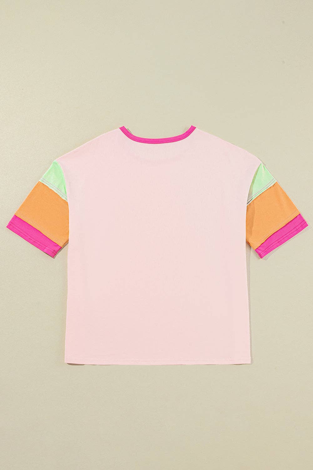 Colorblock 3/4 Sleeve Oversize Top