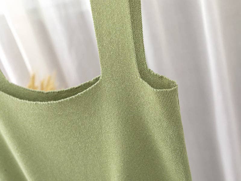 Solid Color Two Shoulder Daily Knit Crop Top