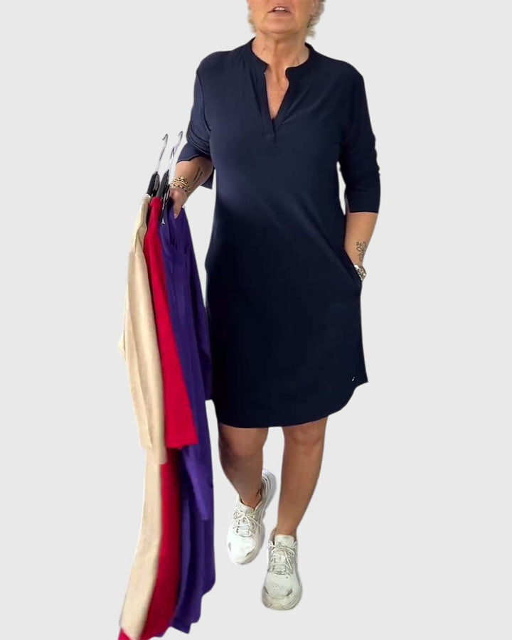 Annie | Classic V-Neck Solid Dress