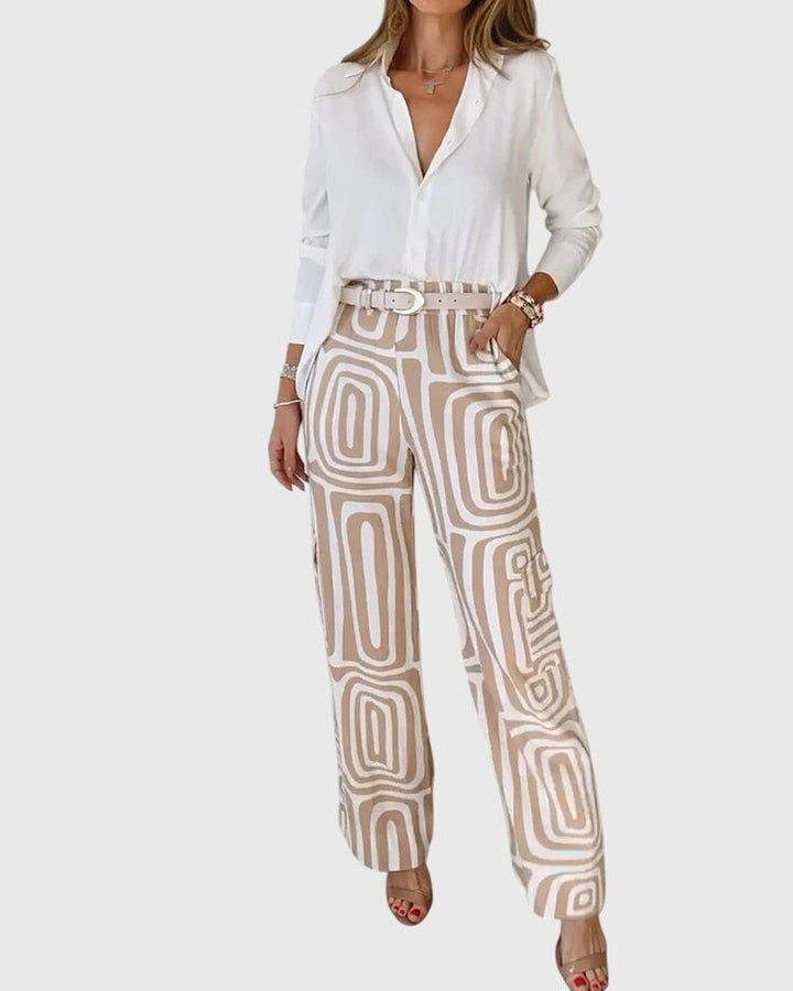 Emilia™ | Chic Pants with Complimentary Blouse & Belt