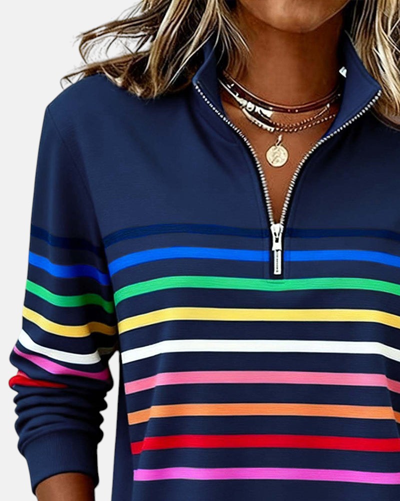 Vienna | Vibrant Striped Zip-Up Hoodie