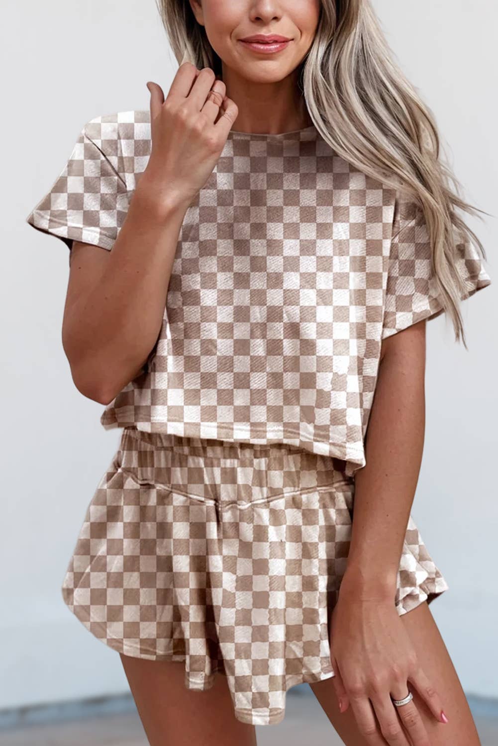 Checkerboard Top & High Waist Skorts 2 Piece Set | S-XL