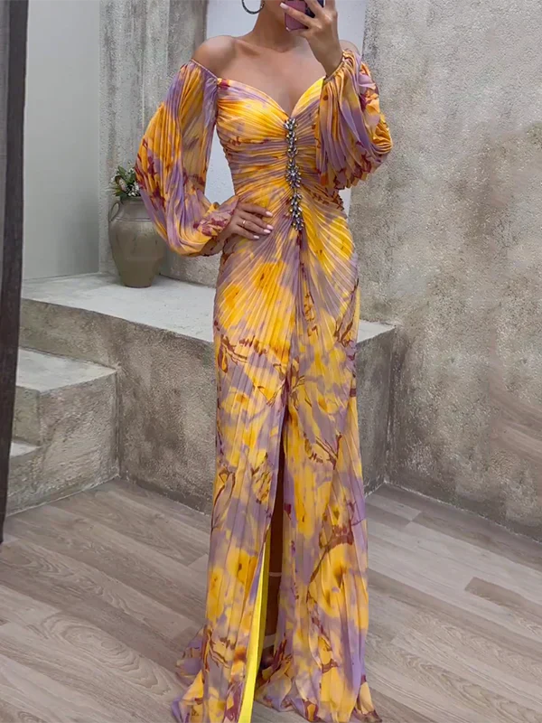 Avery™ | Elegant Long Pleated Evening Gown