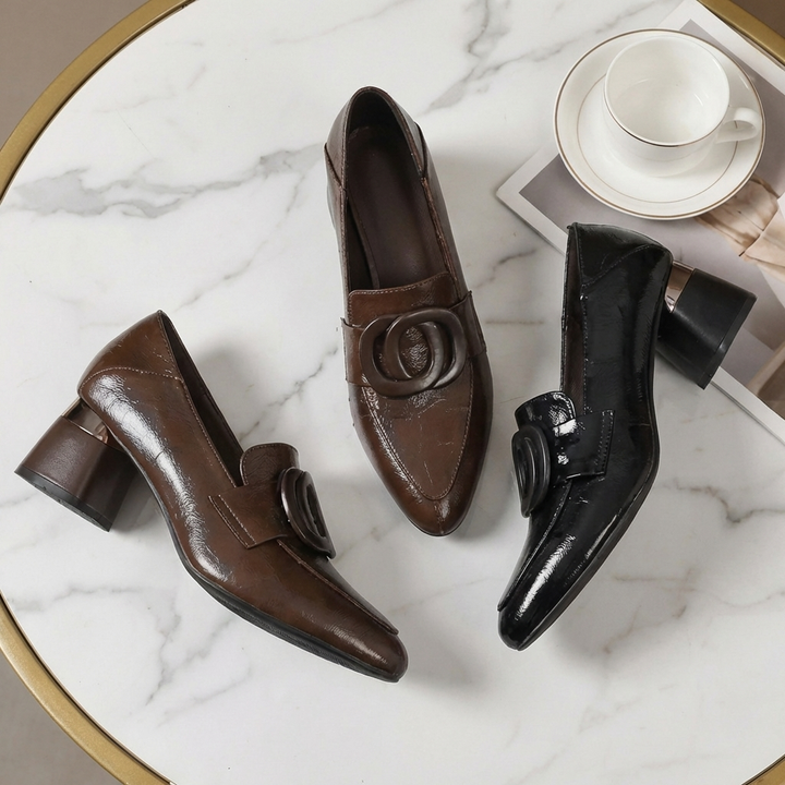 Valora Leather Loafer Pumps