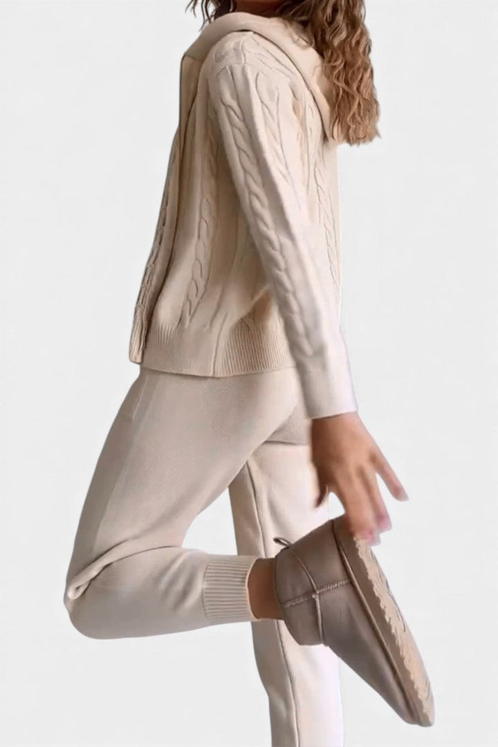 Perdita Casual Cardigan & Twisted Jacquard Knit Set