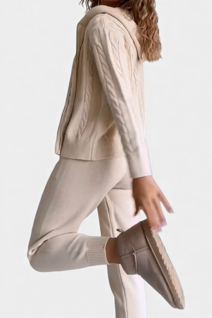 Perdita Casual Cardigan & Twisted Jacquard Sweater Set