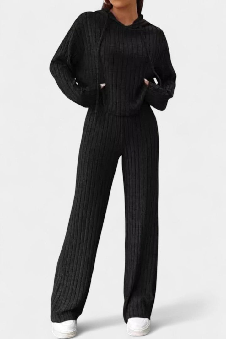 Federica Striped Knit Hooded Lounge Set