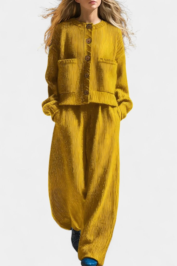 Magali Knit Cardigan and Wide-Leg Pants Set