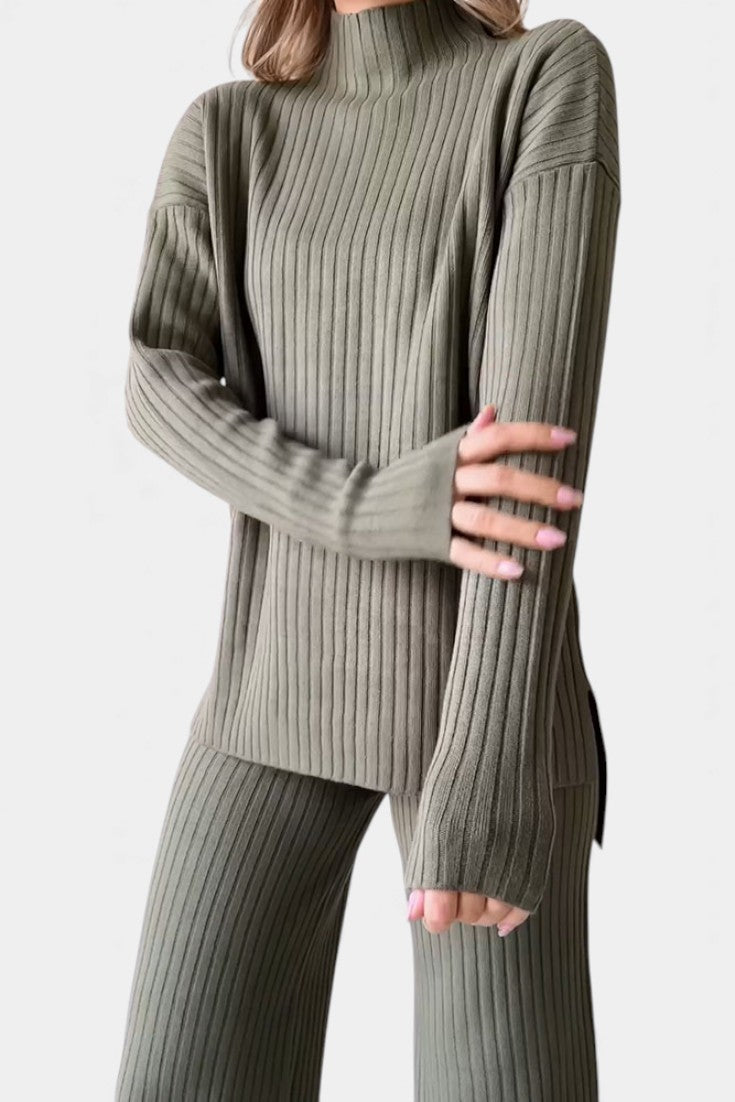 Florisse Chic Casual Knit Set with Side Slits