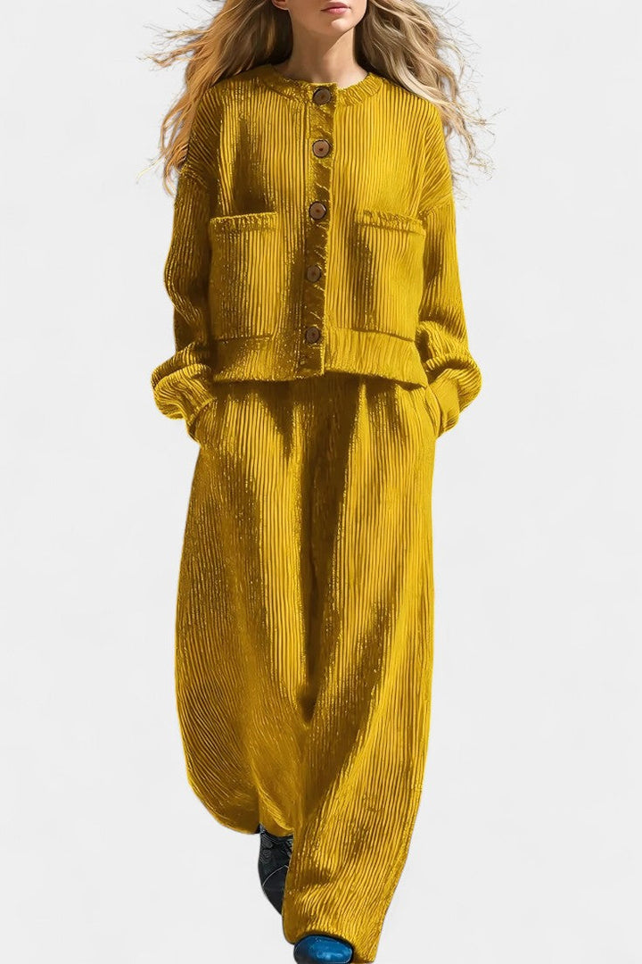 Magali Knit Cardigan and Wide-Leg Pants Set