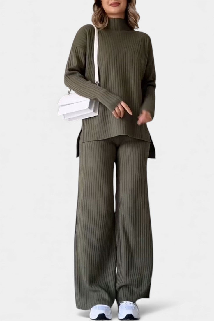 Florisse Chic Casual Knit Ensemble with Side Slit