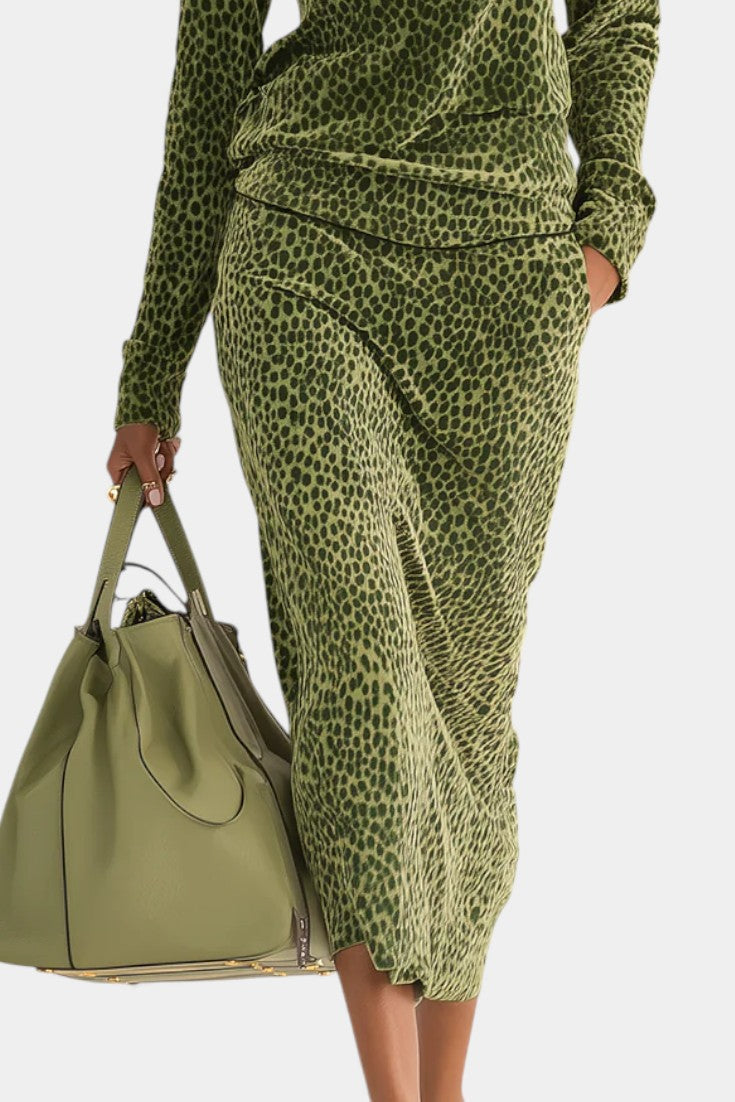 Avdotya Retro Leopard Print High Neck Set
