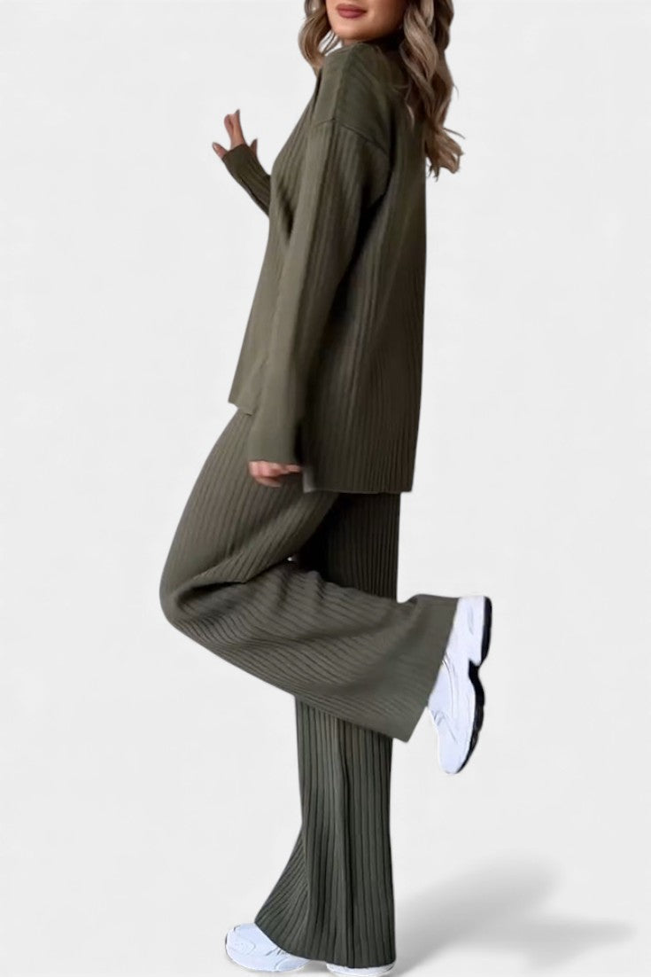 Florisse Chic Casual Knit Ensemble with Side Slit