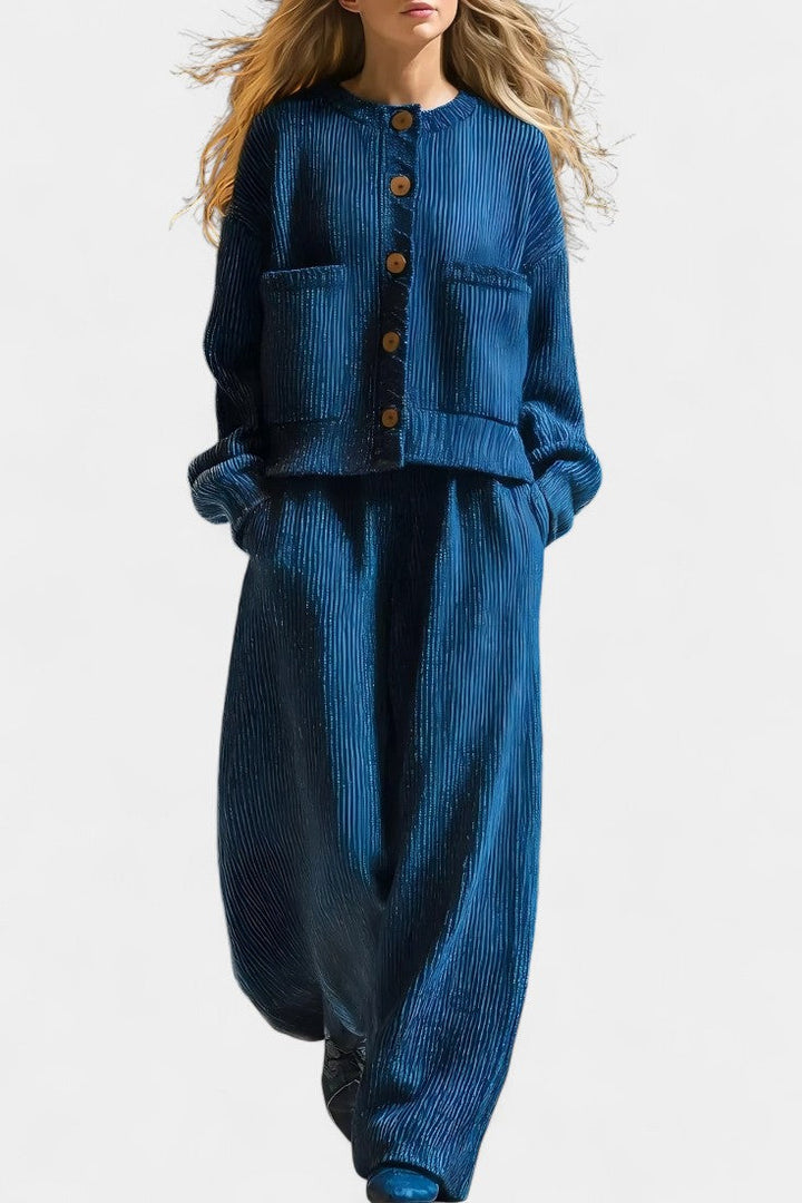 Magali Knit Cardigan and Wide-Leg Pants Set