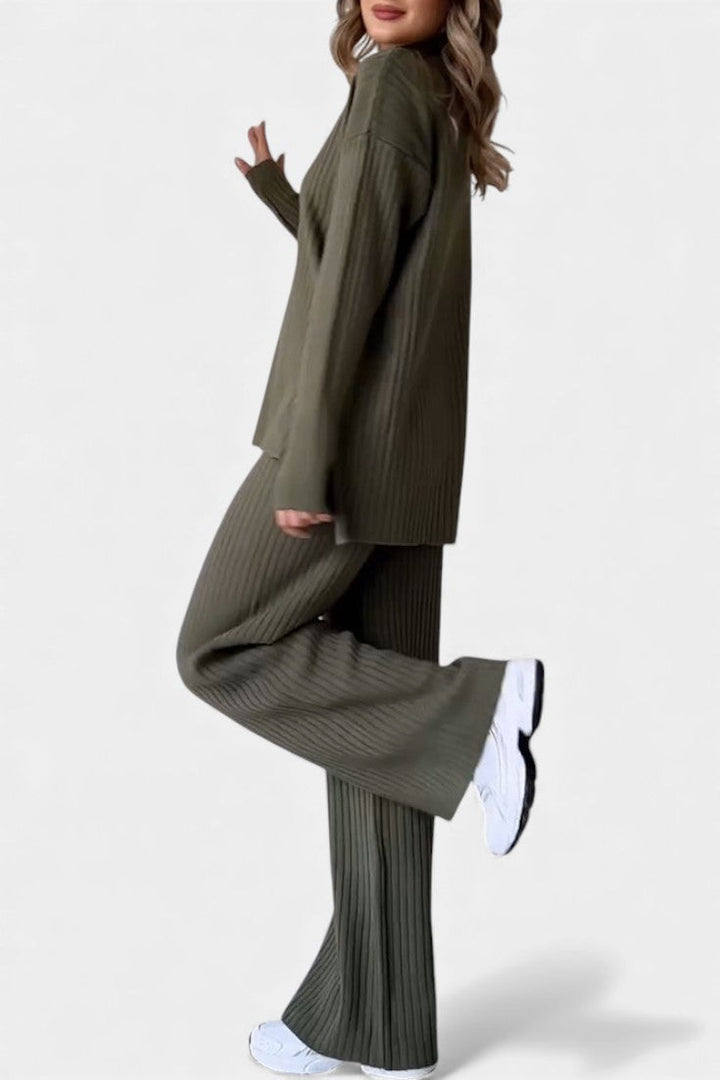 Florisse Chic Casual Knit Set with Side Slits