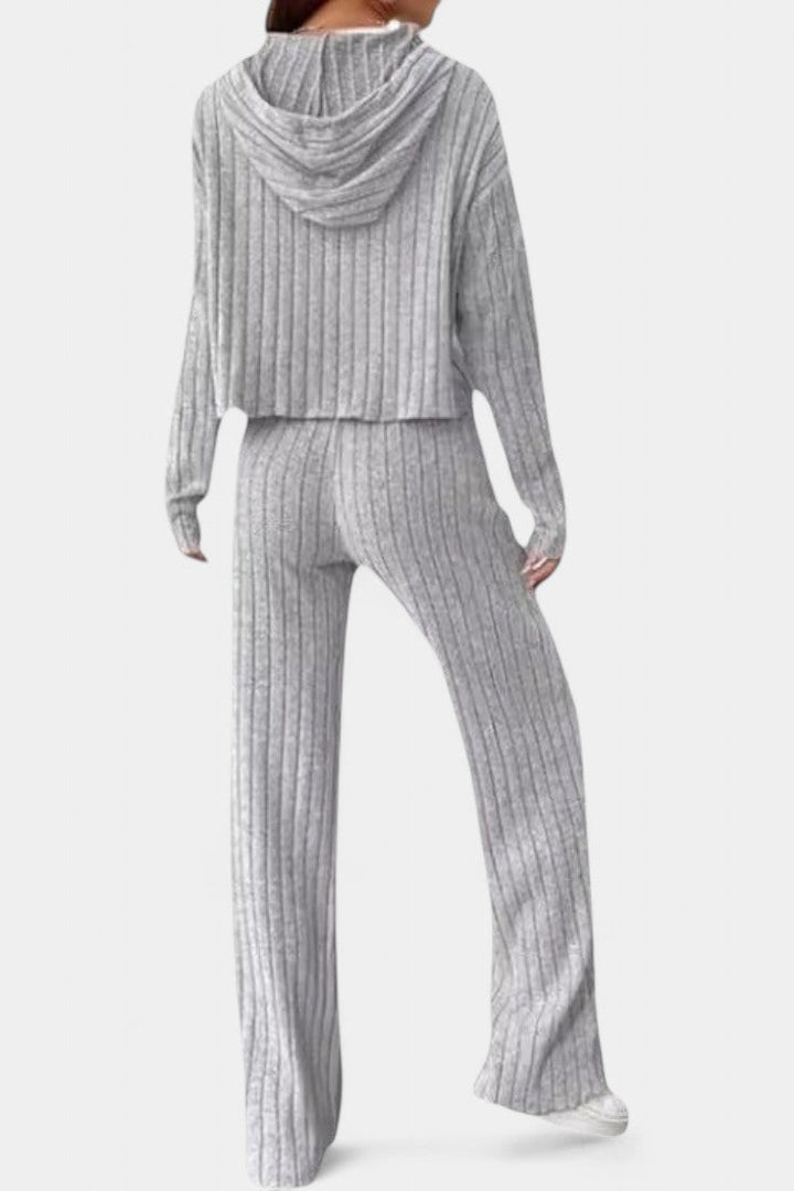 Federica Striped Knit Hooded Lounge Set