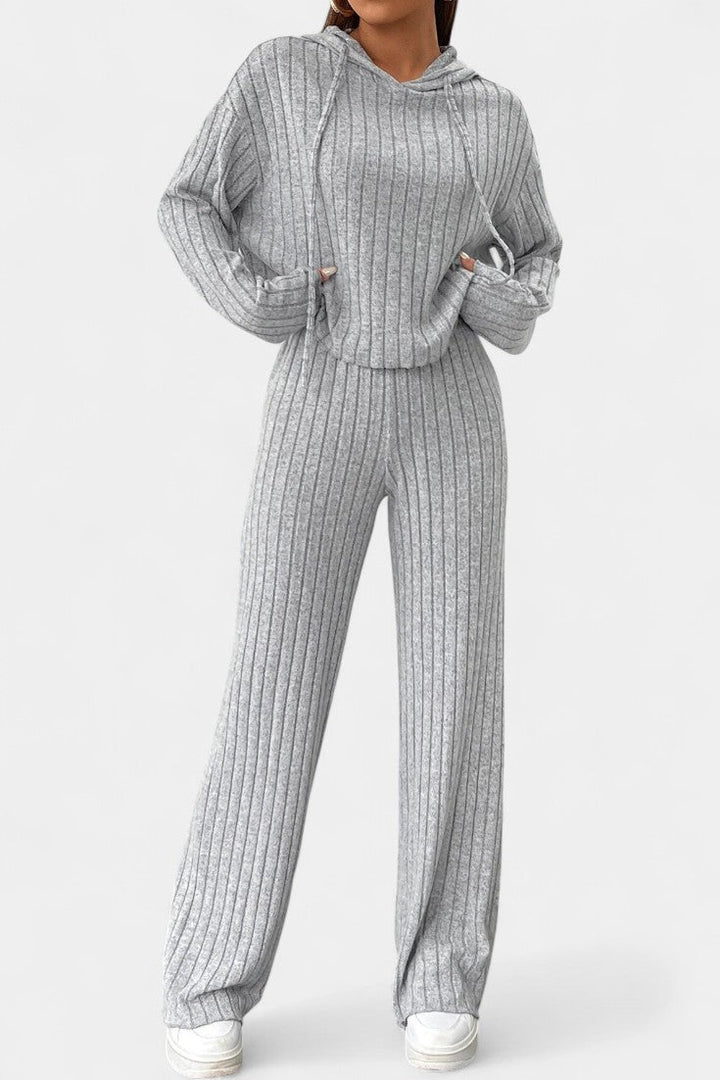Federica Striped Knit Hooded Lounge Set